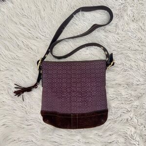 💜 Y2K Vintage Coach Purple Signature Jacquard Crossbody F10417 💜
